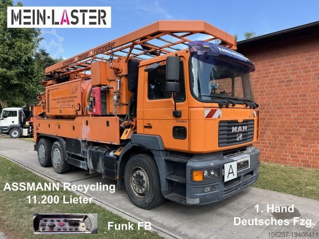 Вакуумная автоцистерна MAN FE 410 Assmann Saug HD Spüler Recycling +  FB.