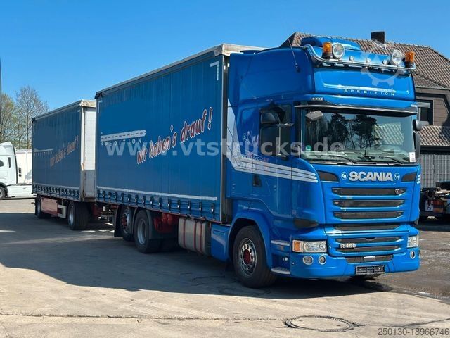 Бортовой грузовик с тентом SCANIA R450 6x2 + Wellmeyer Pritsche+Plane Komplettzug