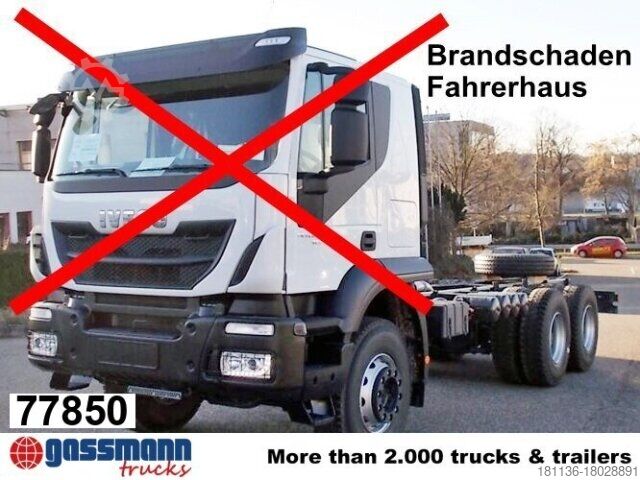 Шасси грузовика Iveco Trakker AD260T45 6x4, BRANDSCHADEN FAHRERHAUS!