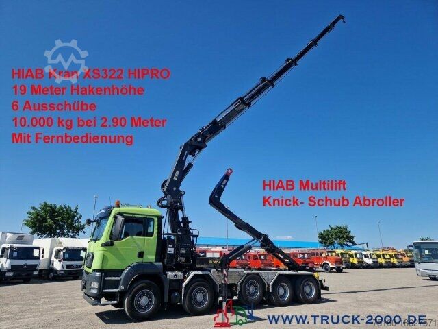 Крюковой мусоровоз MAN 41.480 10x4 Kran Hiab XS322-19m Höhe-10T/2.9m