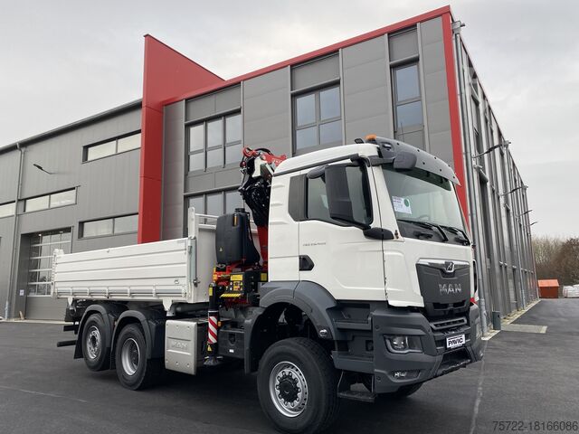 Трехсторонний самосвал, самосвал с краном, самосвал MAN TGS 28.480 6x4-4 KRAN-KIPPER FASSI F195