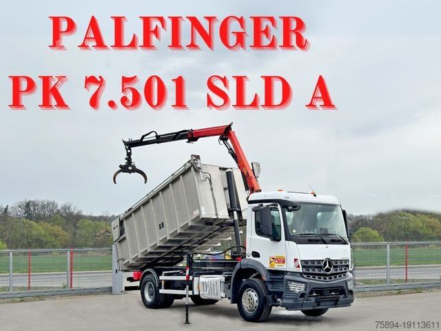 Кран-манипулятор на шасси грузовика MERCEDES-BENZ AROCS 1830* KIPPER 5,00m * PK 7.501 SLD A + FUNK