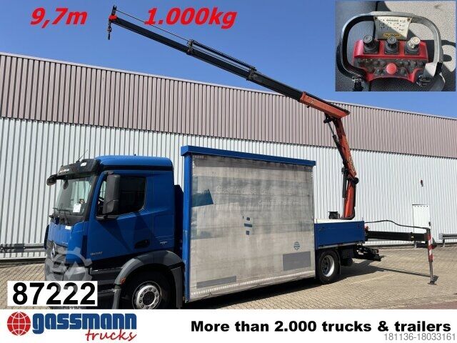 Бортовой грузовик Mercedes-Benz Antos 1836 L 4x2, Glastransporter, Heckkran