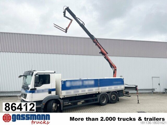 Бортовой грузовик MAN TGM 26.340 6X2-4 LL, Lenk-/Liftachse, Heckkran