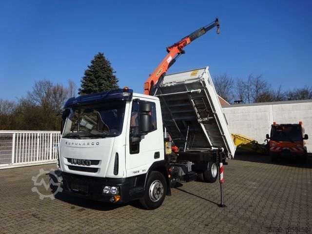 Трёхсторонний самосвальный фургон IVECO ML75E18K MEILLER 3Skipper mit PK 7001 Kran 4x2