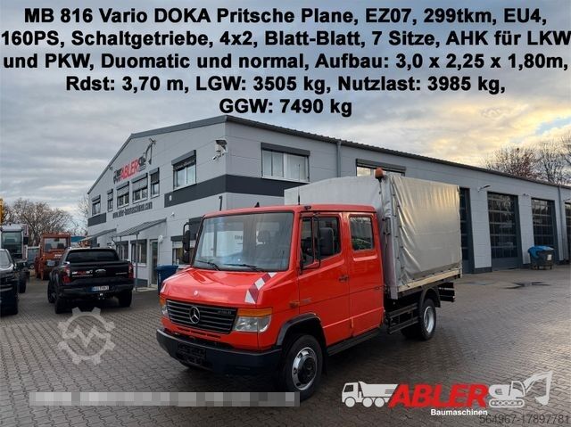 Фургон-шторник MERCEDES-BENZ 816 D Vario DOKA Pritsche Plane 2x AHK
