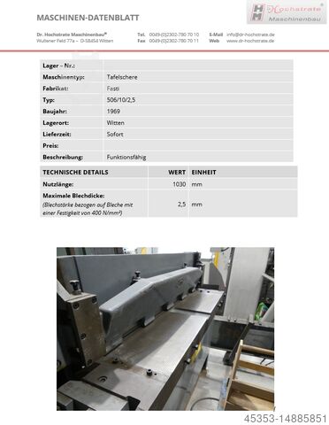 Гильотинные ножницы Fasti 506/10/2,5
