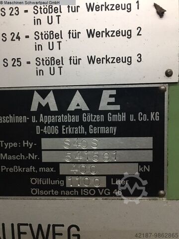 Одноколонный пресс - гидравлический MAE S40s