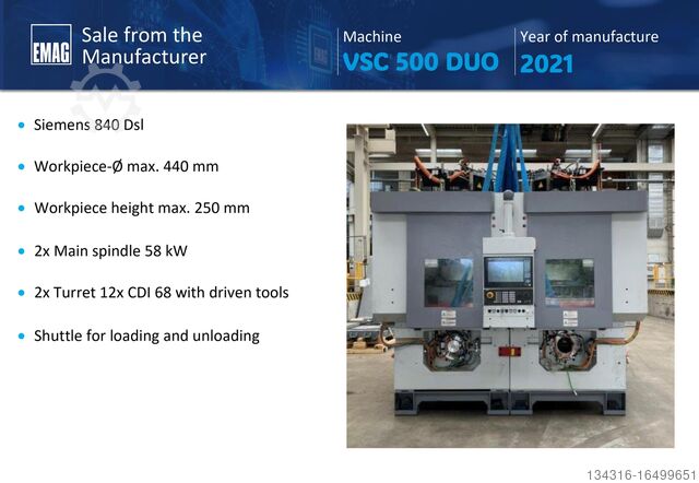 Вертикальный двухшпиндельный токарный центр EMAG VSC 500 DUO