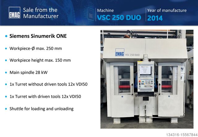 Вертикальный двухшпиндельный токарный центр EMAG VSC 250 DUO