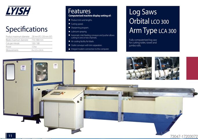 машина для производства туалетной бумаги LYISH Eng. Ltd Log-Saw LCO-300