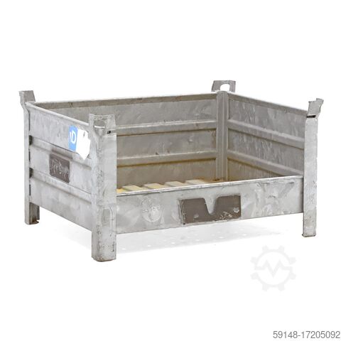 Ящики для штабелирования б/у стальные, цельнолитые, качество B, с повреждениями, Д: 1035, Ш: 830, Kruizinga 98-3169GB-B