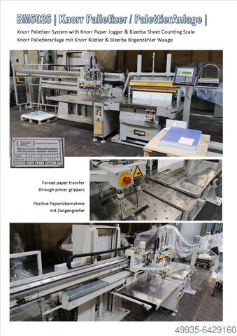 Разгрузчик - Transomat Knorr Palettier-Anlage +Rüttler +Bizerba ABS-145-G-3/L - refurbished-überholt