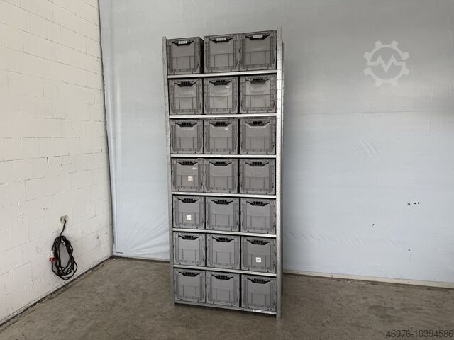 высотный склад / стеллаж для ящиков Dexion HI280 / Regallänge: 1.330 mm / 21x Klappkisten