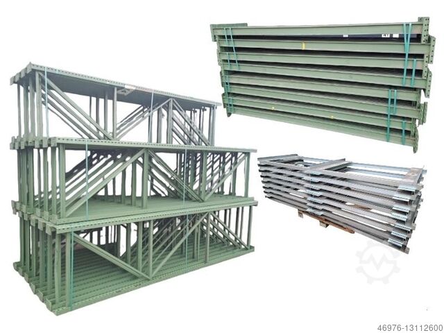 Система паллетных стеллажей Паллетные стеллажи Стеллажи SSI Schäfer / PR400 /grün /Gesamtlänge: 14,22 lfm./ Tiefenstegrahmen