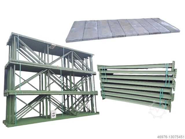 Система паллетных стеллажей Паллетные стеллажи Стеллажи SSI Schäfer / PR400 / grün / Gesamtlänge: 14,22 lfm. / Stahlpaneele