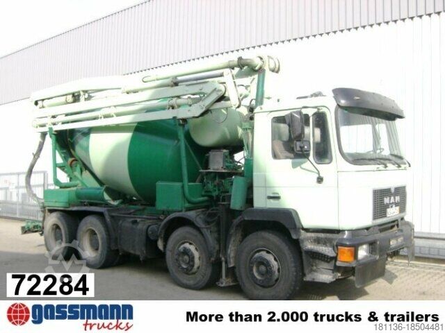 Мобильный бетонный завод MAN 33.292 8x4 Mischer Stetter 7m³ mit Pumpe Schwing
