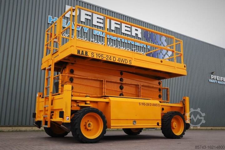 Ножничный подъемник HAB S195-24 D4WDS Diesel, 4x4 Drive, 19.5m Working Hei