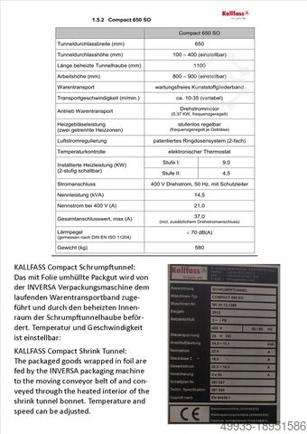 Упаковка в фольгу / термоусадочный туннель Kallfass 