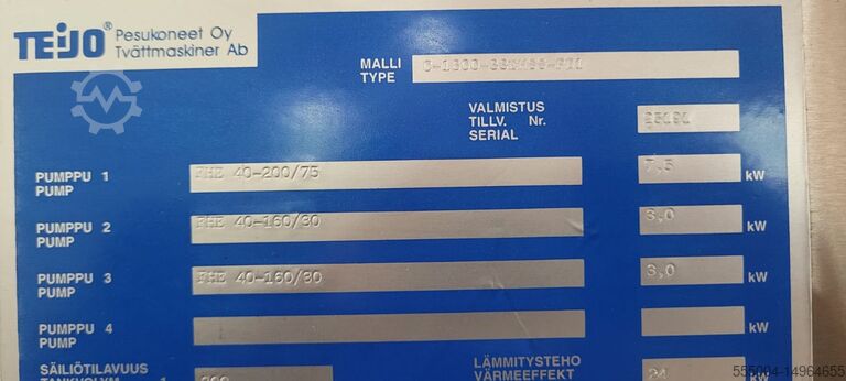 Промышленная промывочная камера с распылительной камерой Teijo C-1600-33EHSS-PD1