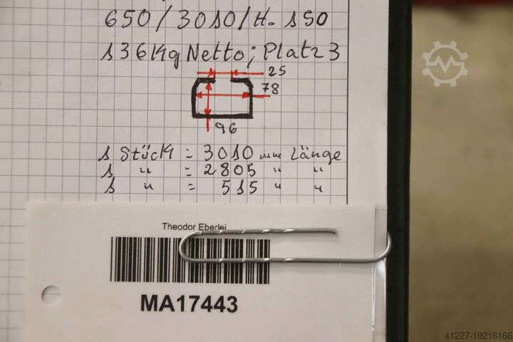 Рельсы для шлема 3 шт. Helm Breite 90 mm  6,33 m