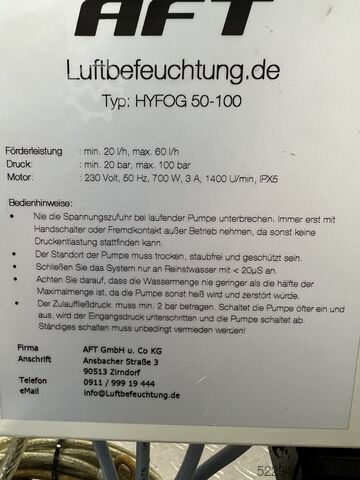 Насос высокого давления для увлажнения воздуха AFT GmbH & Co. KG HYFOG 50-100