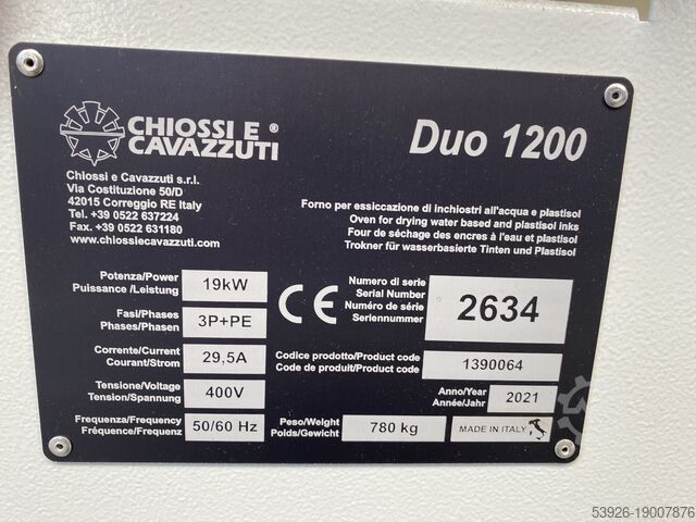 Hot air dryer / textile dryer Chiossi E Cavazzuti Duo 1200 Heißlufttrockner DUAL 1200