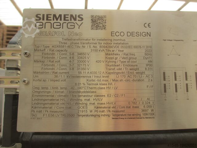 Трансформатор на 3150 кВА Siemens Geafol Neo 4 GX 6581 4 EC