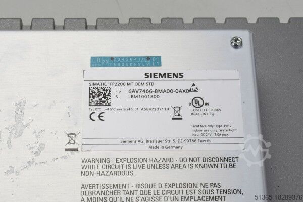Плоская панель, FS:01 Siemens 6AV7466-8MA00-0AX0