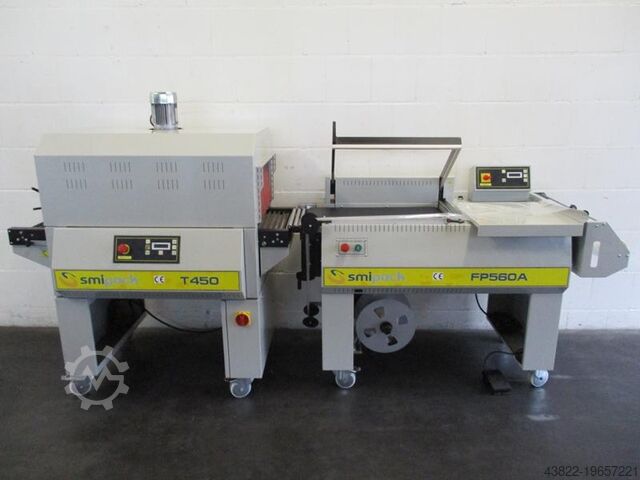 Автоматический угловой сварщик/ термоусадочный туннель. Smipack FP 560 A / T 450