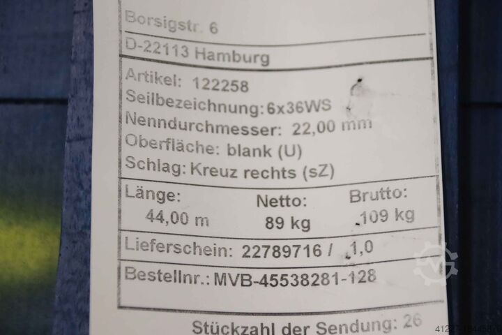 Канат крановый Ø 22 мм 44 м WDI Python 6x36WS-IWRC