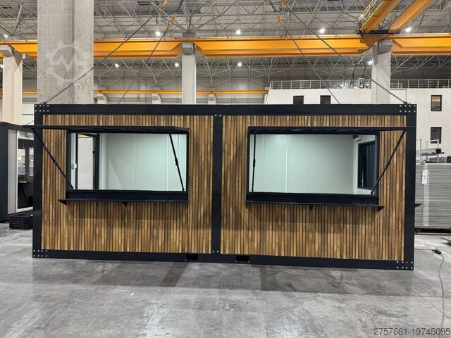 Живой контейнер Cafe Container / Bürocontainer / Baucontainer Modell IMBISS HOLZ