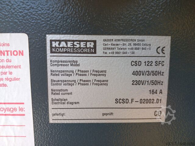 Винтовой компрессор Kaeser CSD 122 SFC Kaeser CSD 122 SFC 75kw 8,5bar 10,5m3/min