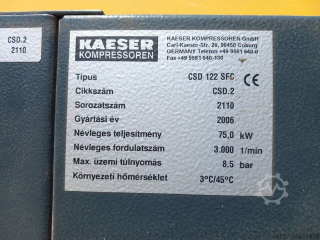 Винтовой компрессор Kaeser CSD 122 SFC Kaeser CSD 122 SFC 75kw 8,5bar 10,5m3/min