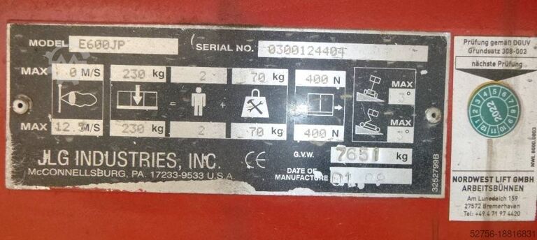 Шарнирно-телескопическая рабочая платформа JLG E 600 JP
