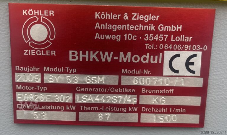 Б/у BHKW Köhler / Ziegler SY 53 GSM