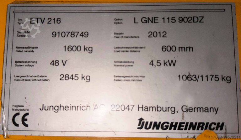 Ричтрак Jungheinrich ETV 216 - Service Neu - 6.566 Std.- 9,02m Hub -Batterie 80%