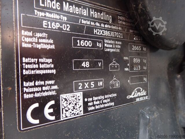 Электрический 3-колесный вилочный погрузчик Linde E16P-02