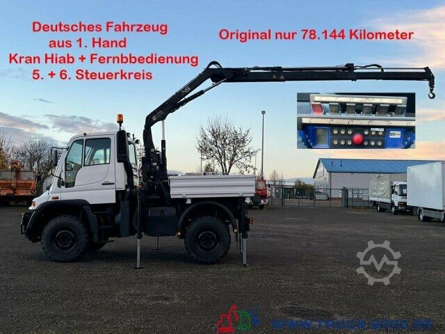 Фургон с краном на шасси грузовика Unimog U 300 4x4 mit Kran Nur 78.144 KM zGG.7.490Kg.