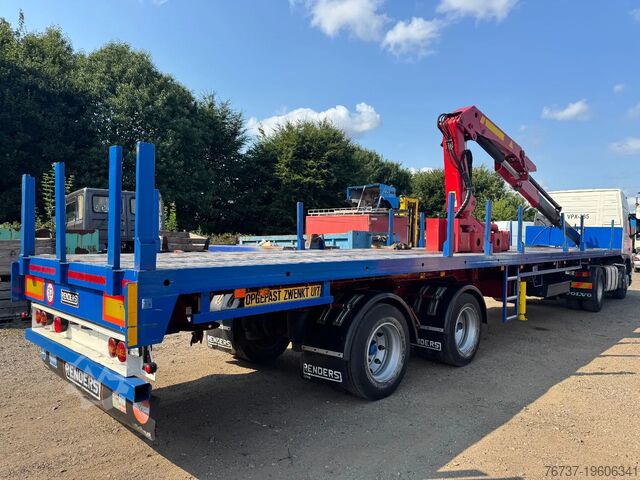 Платформенный трейлер Renders **CRANE PALFINGER PK4500A-STEERING AXXLE**