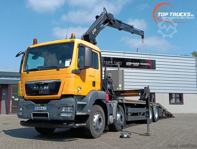 Платформенный трейлер MAN TGS 35.360 8x2 - Hiab 16 TM Kraan, Machine tran...