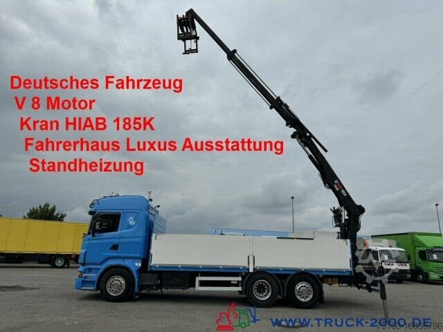 Бортовой грузовик Scania R 560 V8 Kran HIAB 185K hebt bei 11m = 1.500kg