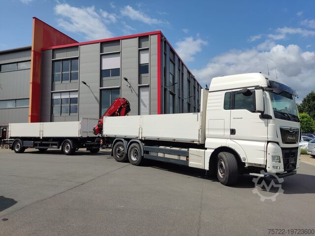 платформа для строительных материалов, строительный грузовик, кран MAN TGX 26.510 6x2-4 Baustoff Kran +Anhänger