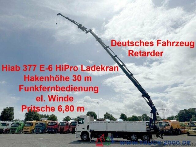 Бортовой грузовик Mercedes-Benz Actros 3244 Hiab 377 FlyJib+ Winde Hakenhöhe 30m