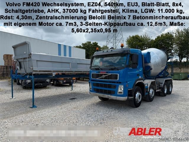 Автобетоносмеситель VOLVO FM420 Wechselsystem 3-S-Kipper Betonmischer AHK