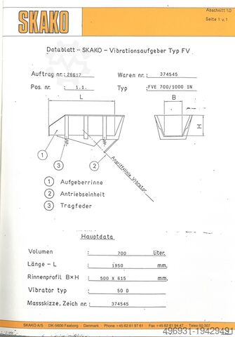 Вибратор Skako A/S Vibration Vibrationsförderer   FV-E