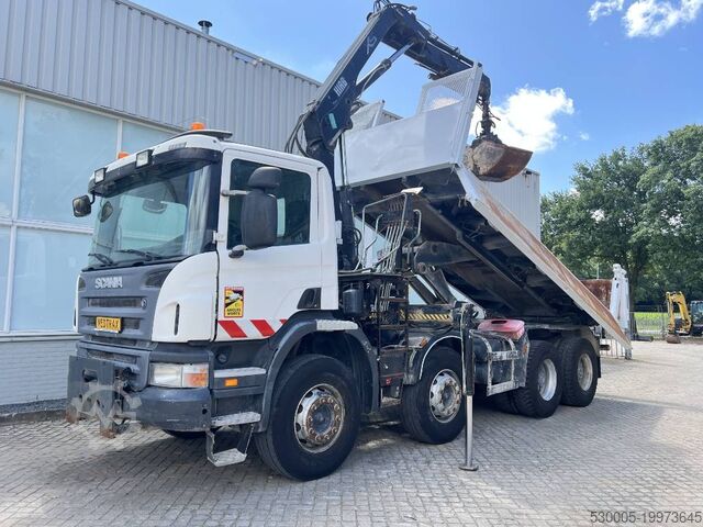 Самосвал с краном Scania P 400 8X4  KIPPER  2010 + HIAB   Crane   EURO 5