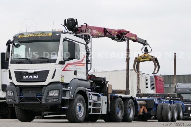Лесовоз MAN TGS 33.500 Holztransport Kran Langholznachläufer