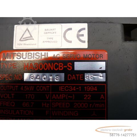 Mitsubishi Motor Mitsubishi HA300NCB-S SPEC NO. 84018 + Encoder OSA104 SN J4AP403481