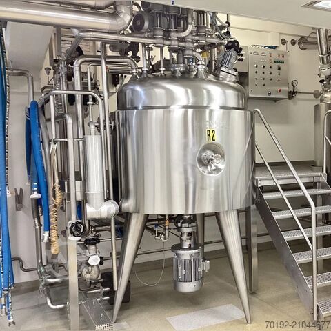 1540-литровый нагреваемый/охлаждаемый технологический бак из V2A с 2 мешалками и гомогенизатором Diessel B0102